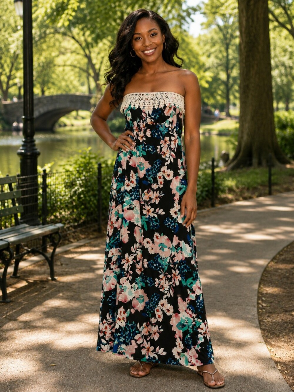 Trixxi black floral maxi dress